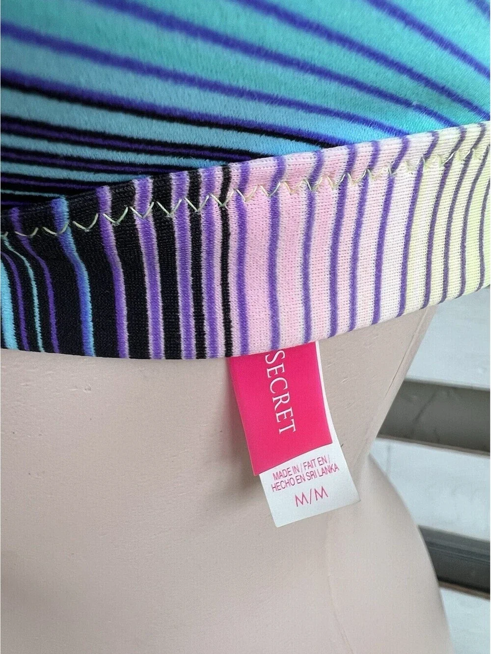 Victoria's Secret Multicolor Padded Bikini Top Triangle Halter Y2K 90s Size M